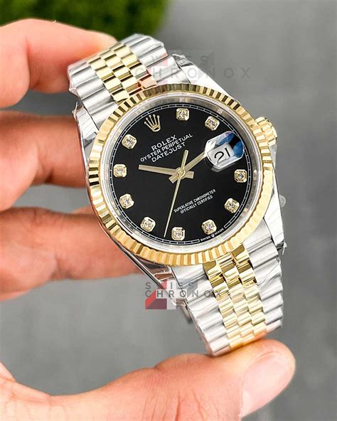 rolex datejust 36 black dial diamond 2019|rolex diamond datejust 36mm men's.